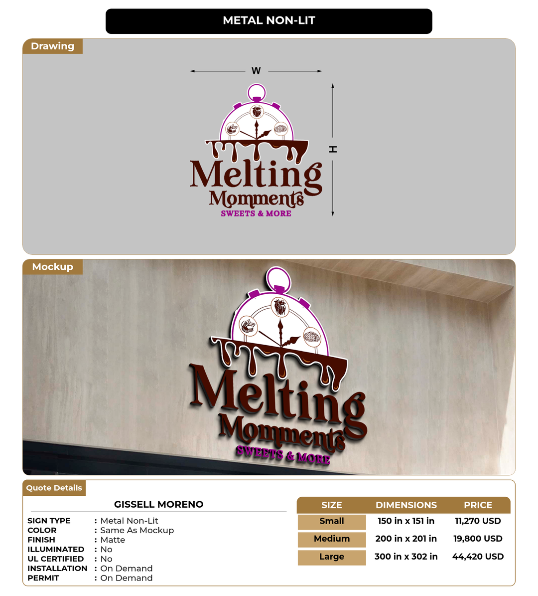 CUSTOM MOCKUP SIGN FOR Gissell Moreno