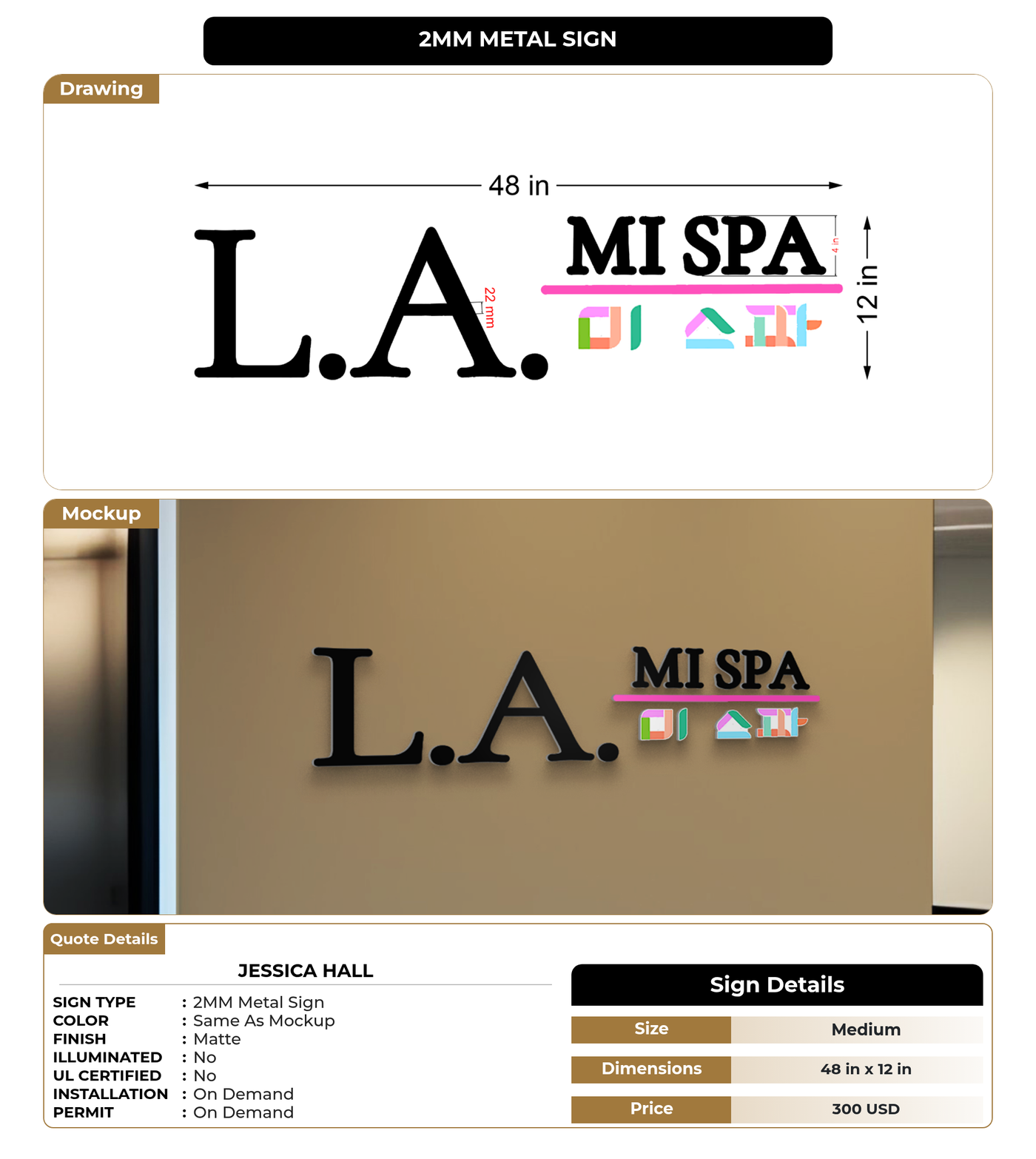 CUSTOM MOCKUP SIGN FOR Jessica Hall