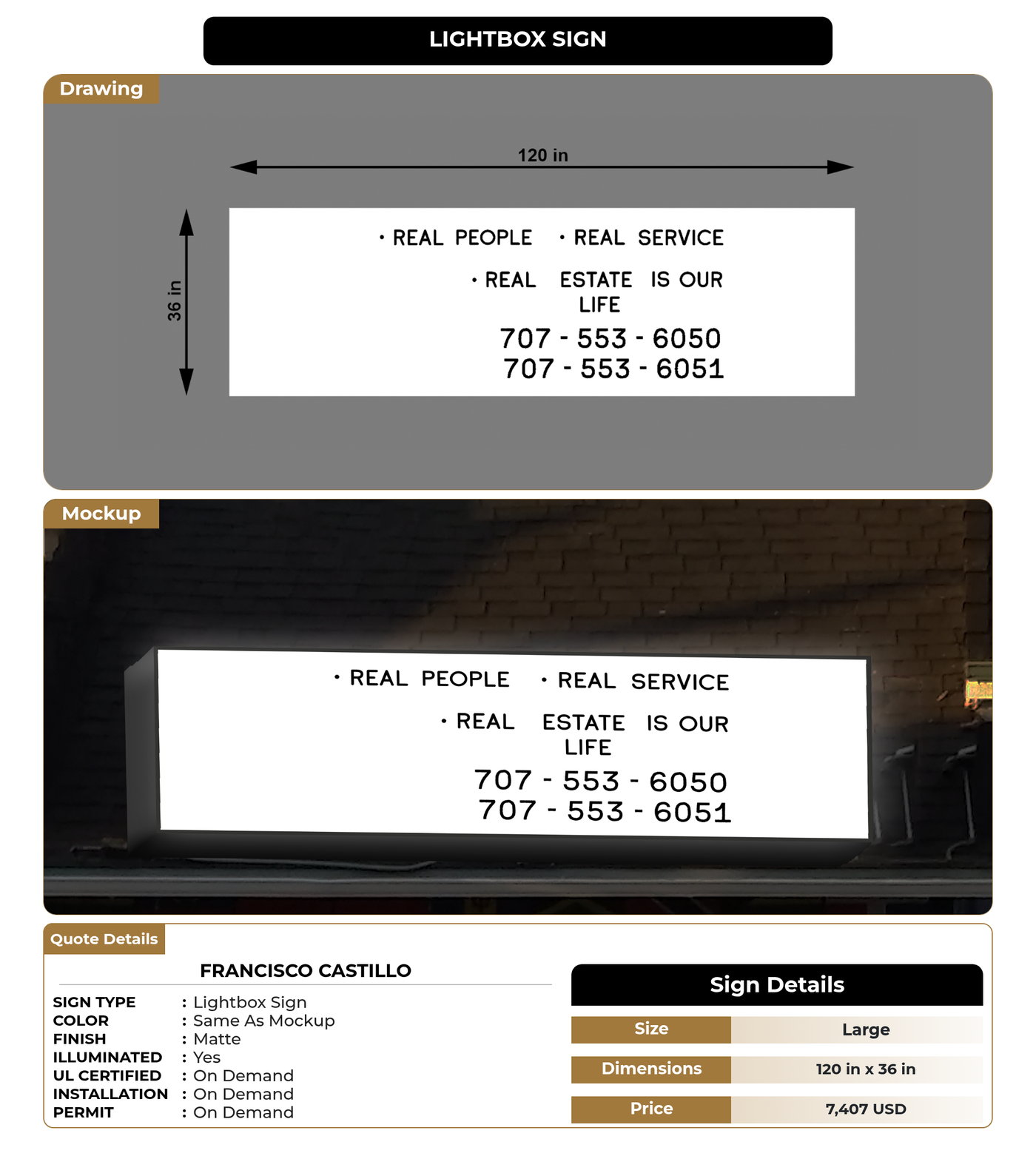 CUSTOM MOCKUP SIGN FOR Francisco Castillo