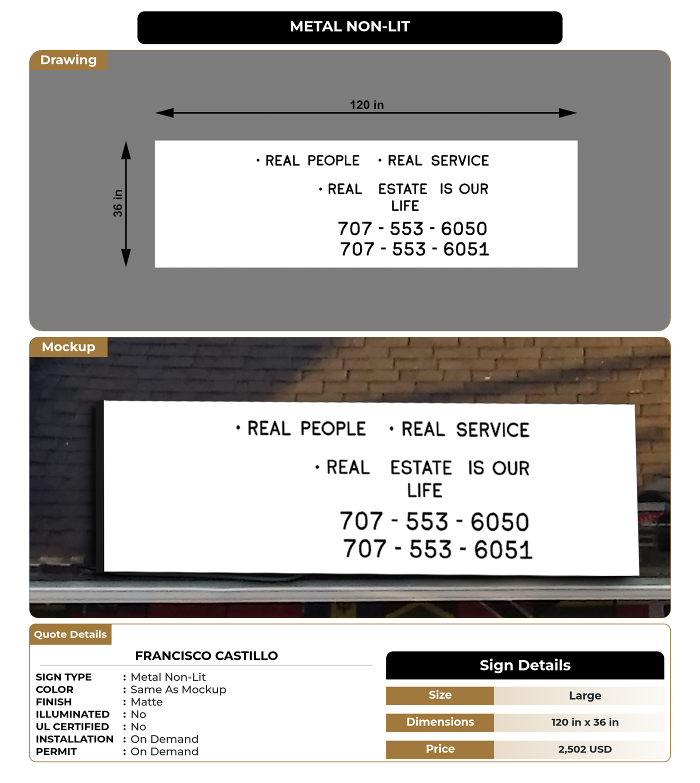 CUSTOM MOCKUP SIGN FOR Francisco Castillo