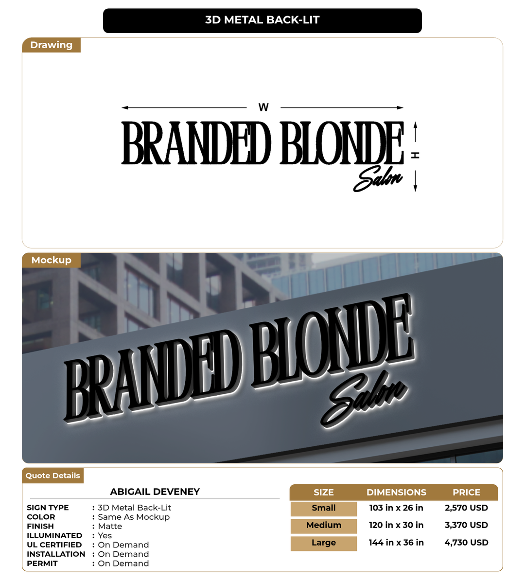 CUSTOM MOCKUP SIGN FOR Abigail Deveney
