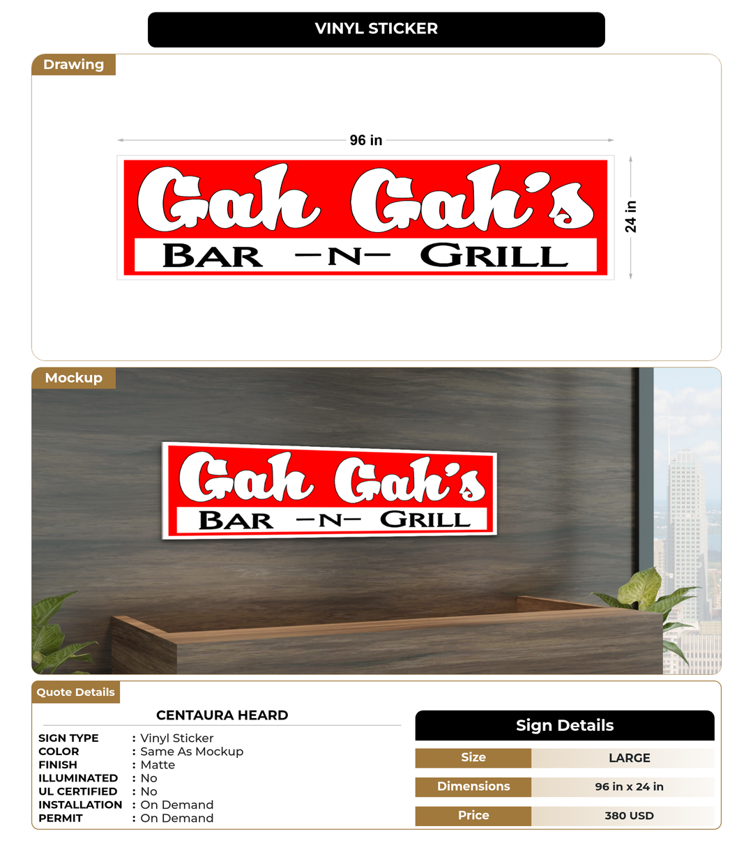 CUSTOM MOCKUP SIGN FOR Centaura Heard