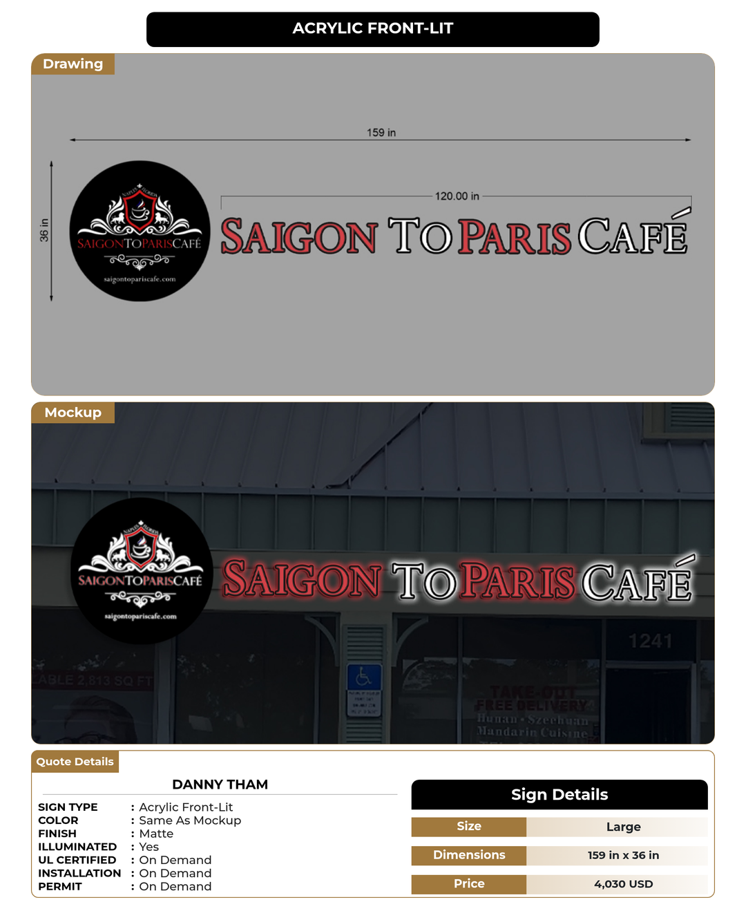 CUSTOM MOCKUP SIGN FOR Danny tham