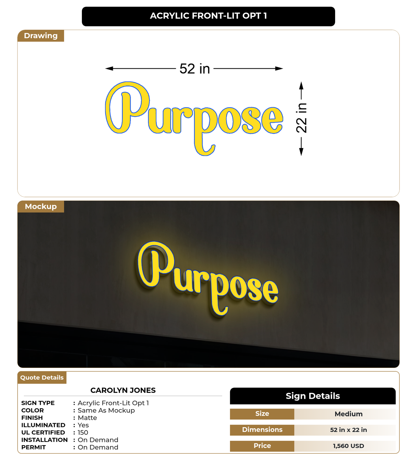 CUSTOM MOCKUP SIGN FOR Carolyn Jones