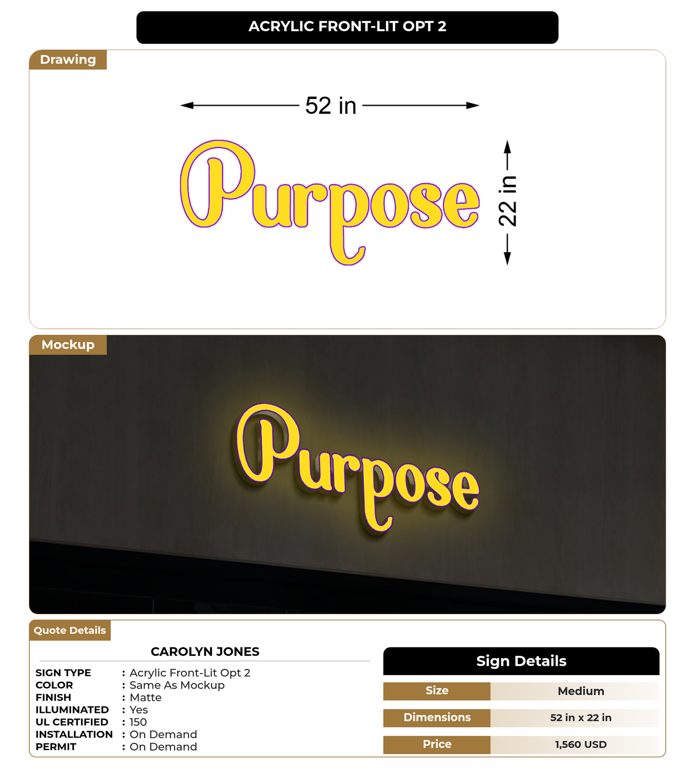 CUSTOM MOCKUP SIGN FOR Carolyn Jones