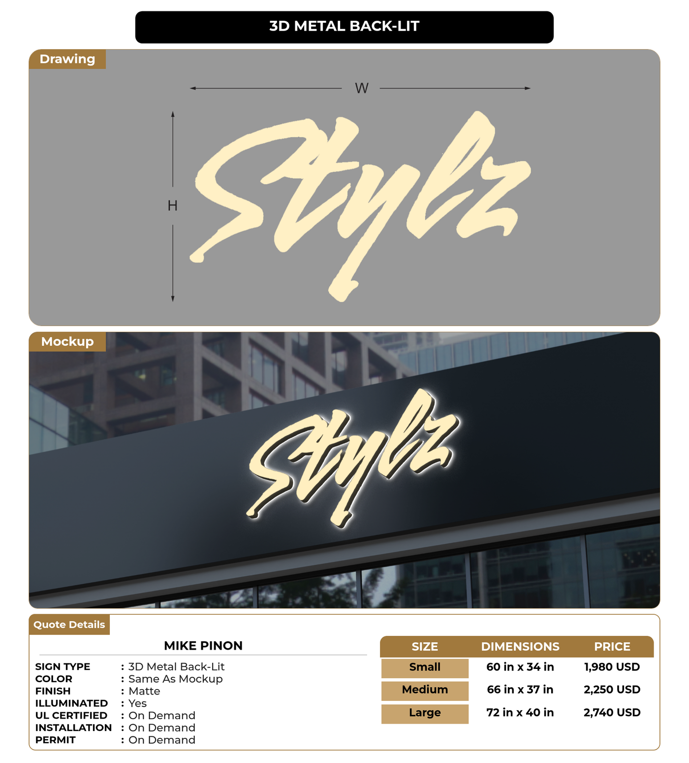 CUSTOM MOCKUP SIGN FOR Mike Pinon