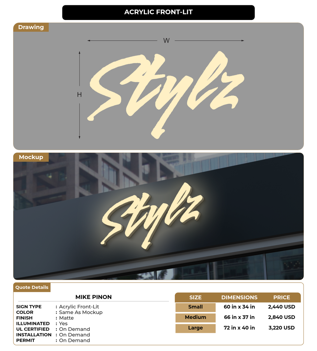 CUSTOM MOCKUP SIGN FOR Mike Pinon