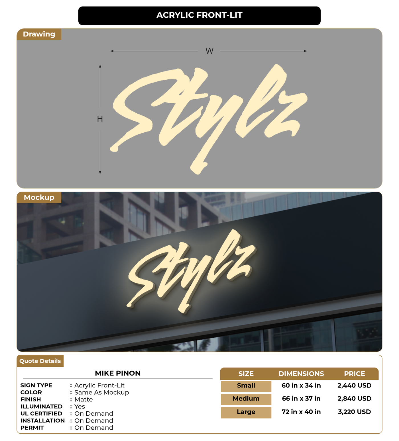CUSTOM MOCKUP SIGN FOR Mike Pinon