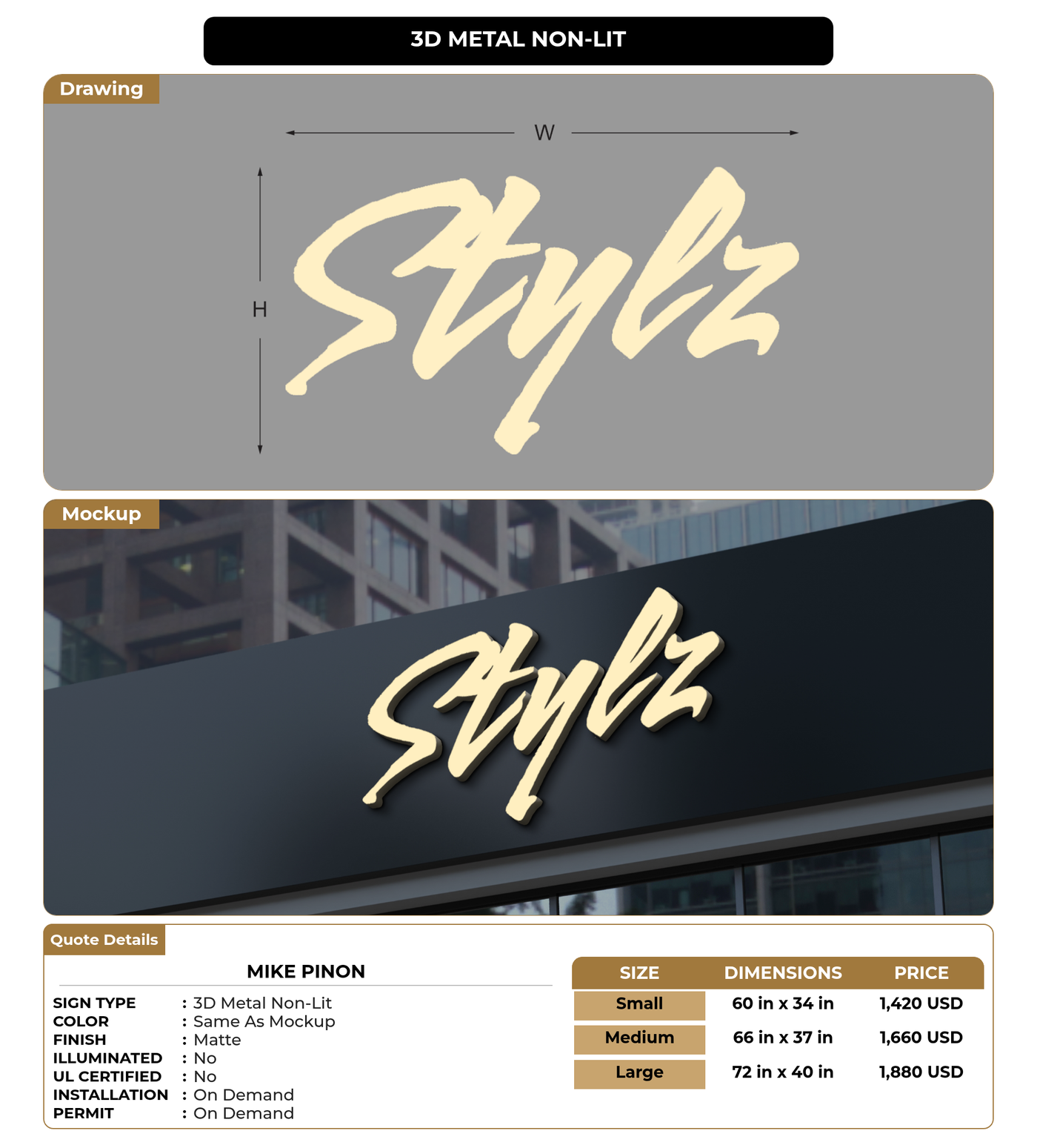 CUSTOM MOCKUP SIGN FOR Mike Pinon