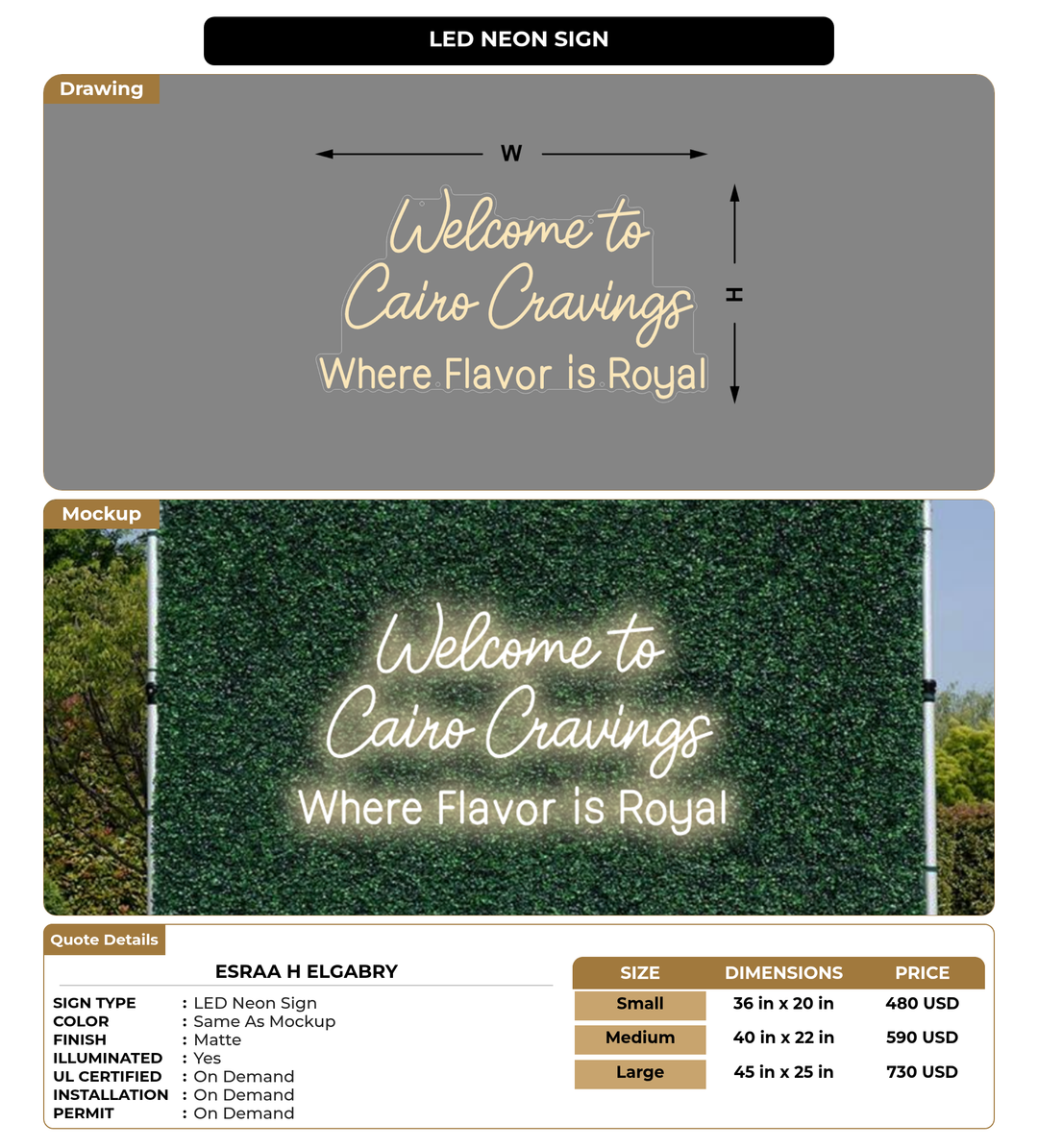 CUSTOM MOCKUP SIGN FOR Esraa H Elgabry