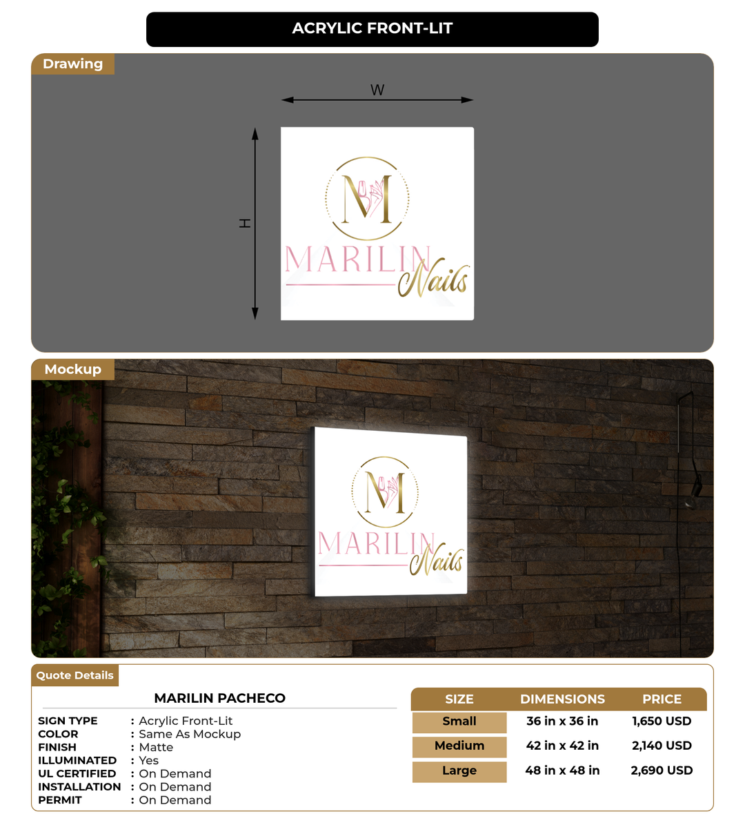 CUSTOM MOCKUP SIGN FOR Marilin Pacheco