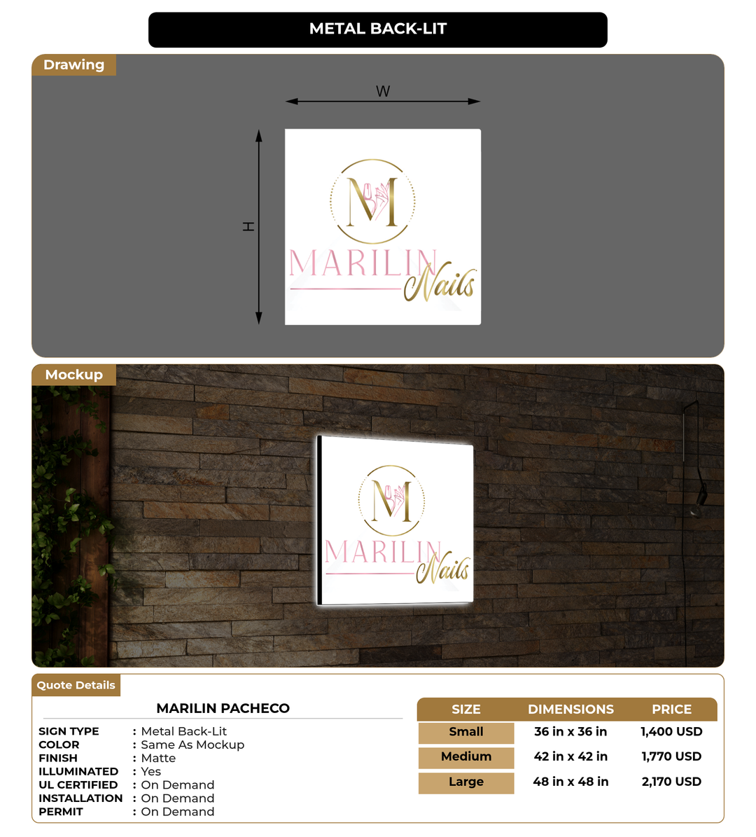 CUSTOM MOCKUP SIGN FOR Marilin Pacheco