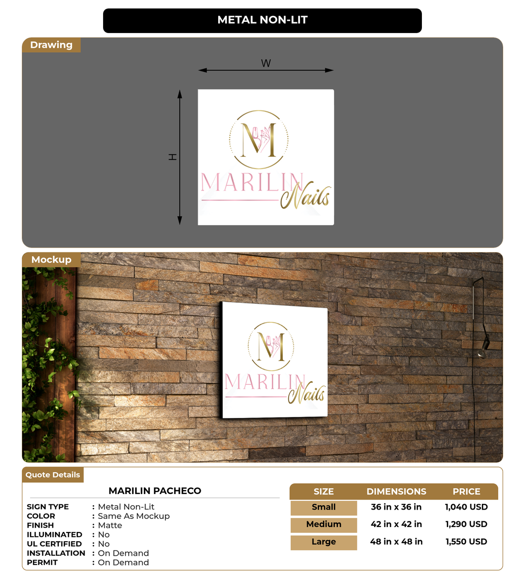 CUSTOM MOCKUP SIGN FOR Marilin Pacheco