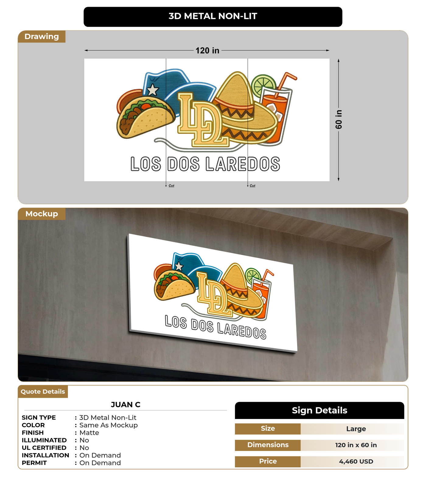 CUSTOM MOCKUP SIGN FOR Juan c