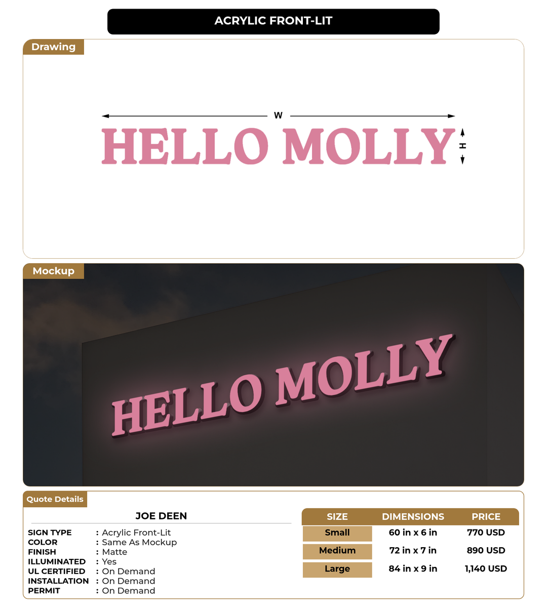 CUSTOM MOCKUP SIGN FOR Joe Deen