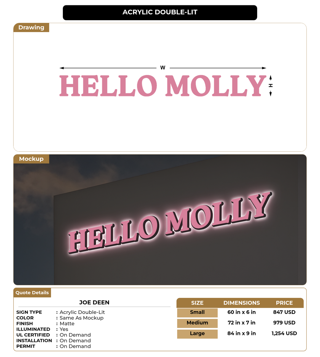 CUSTOM MOCKUP SIGN FOR Joe Deen