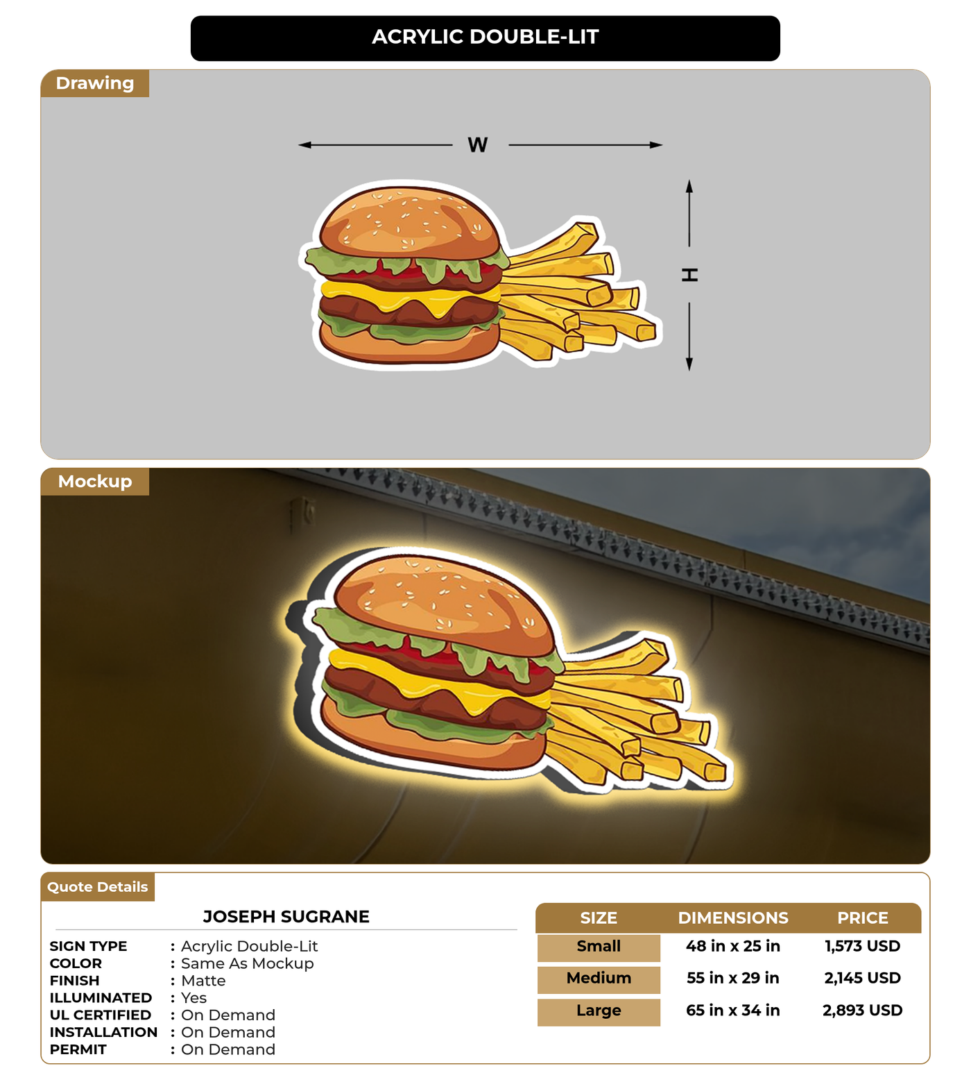 CUSTOM MOCKUP SIGN FOR Joseph sugrane