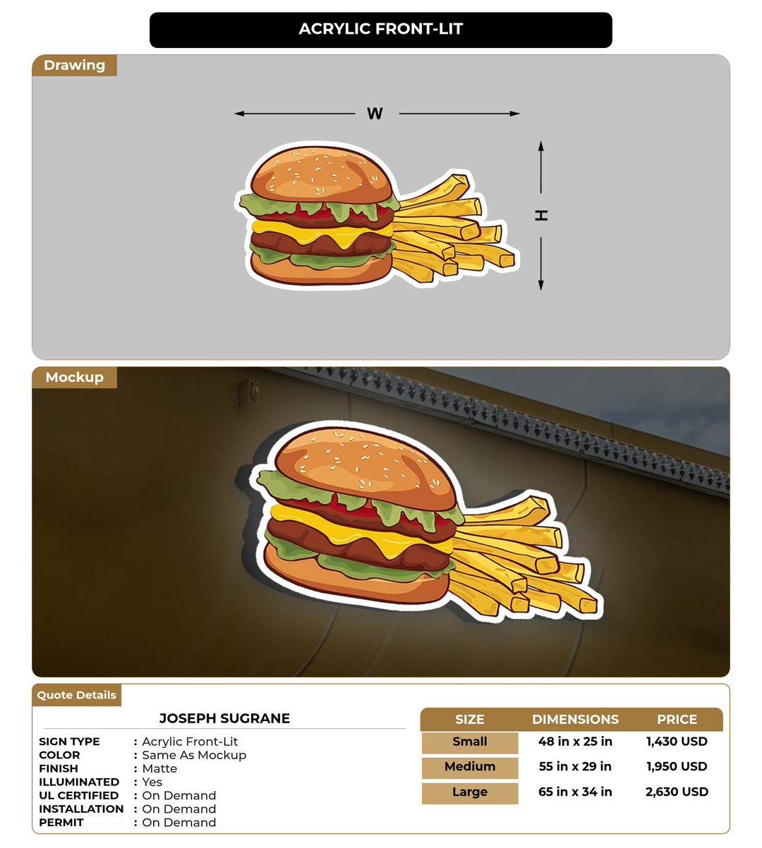 CUSTOM MOCKUP SIGN FOR Joseph sugrane