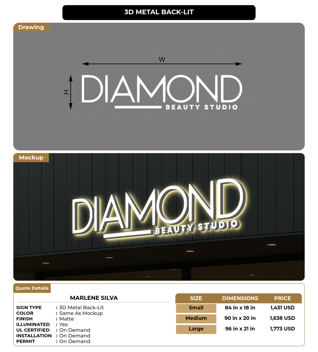 CUSTOM MOCKUP SIGN FOR Marlene Silva