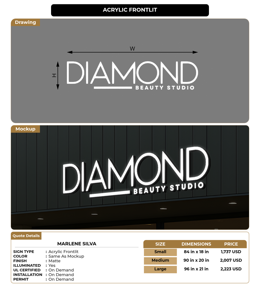 CUSTOM MOCKUP SIGN FOR Marlene Silva