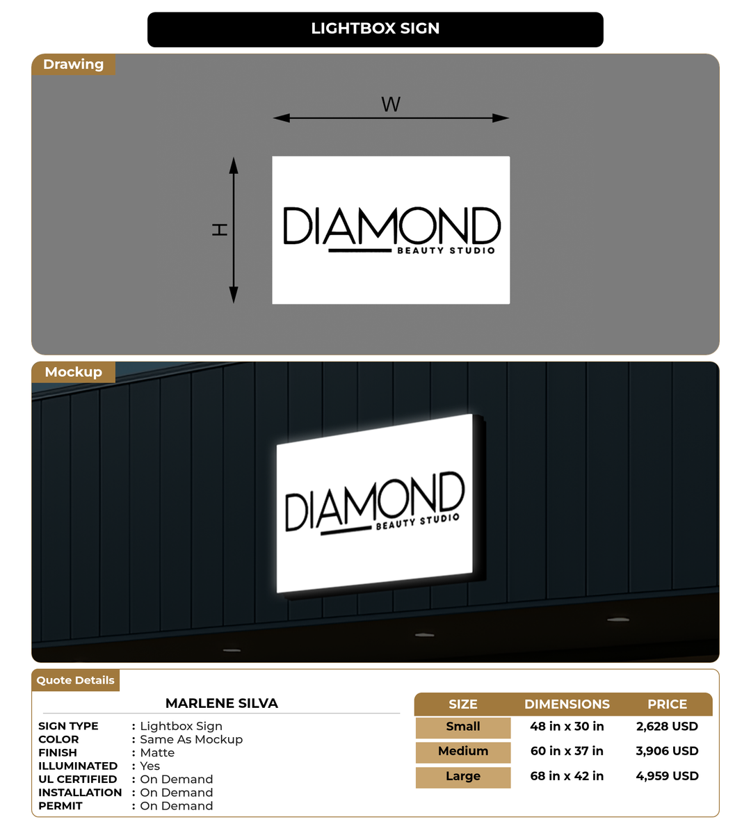 CUSTOM MOCKUP SIGN FOR Marlene Silva