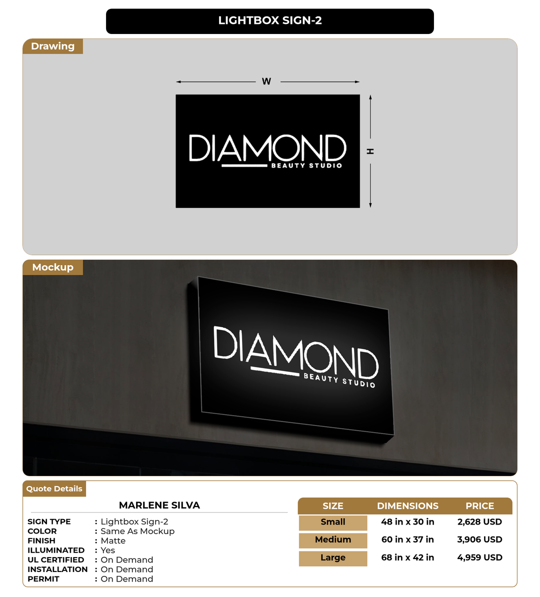 CUSTOM MOCKUP SIGN FOR Marlene Silva