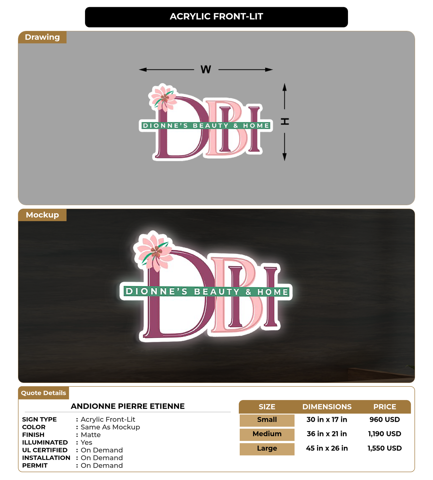 CUSTOM MOCKUP SIGN FOR Andionne Pierre Etienne