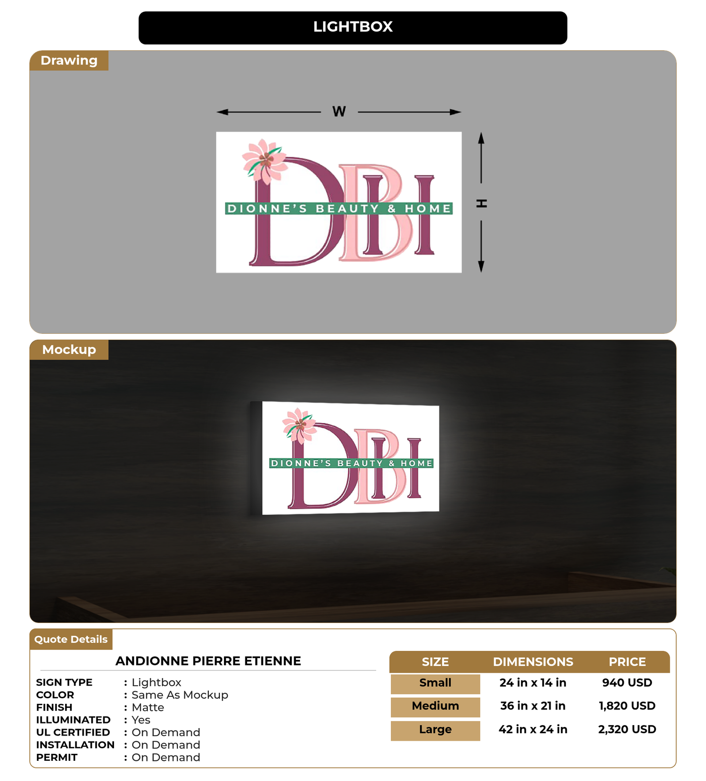 CUSTOM MOCKUP SIGN FOR Andionne Pierre Etienne