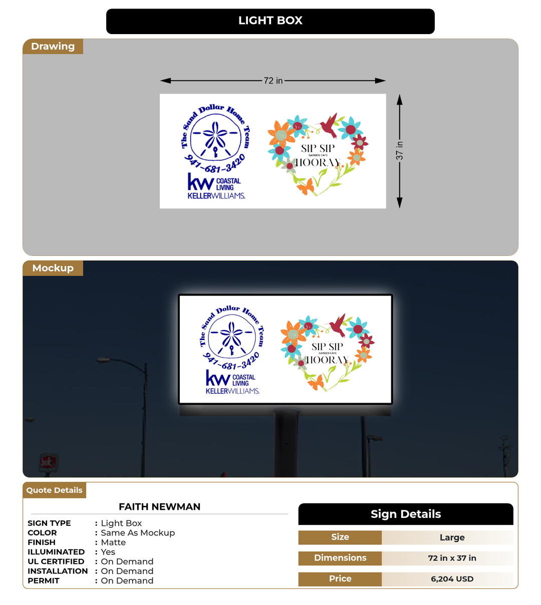 CUSTOM MOCKUP SIGN FOR Faith Newman