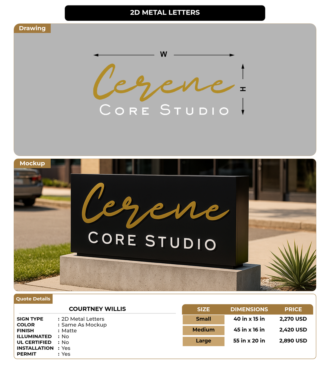 CUSTOM MOCKUP SIGN FOR Courtney Willis