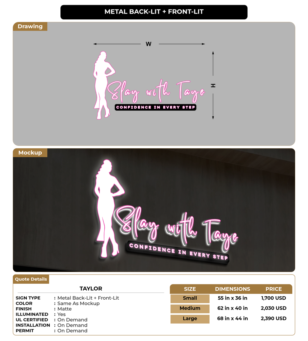 CUSTOM MOCKUP SIGN FOR Taylor