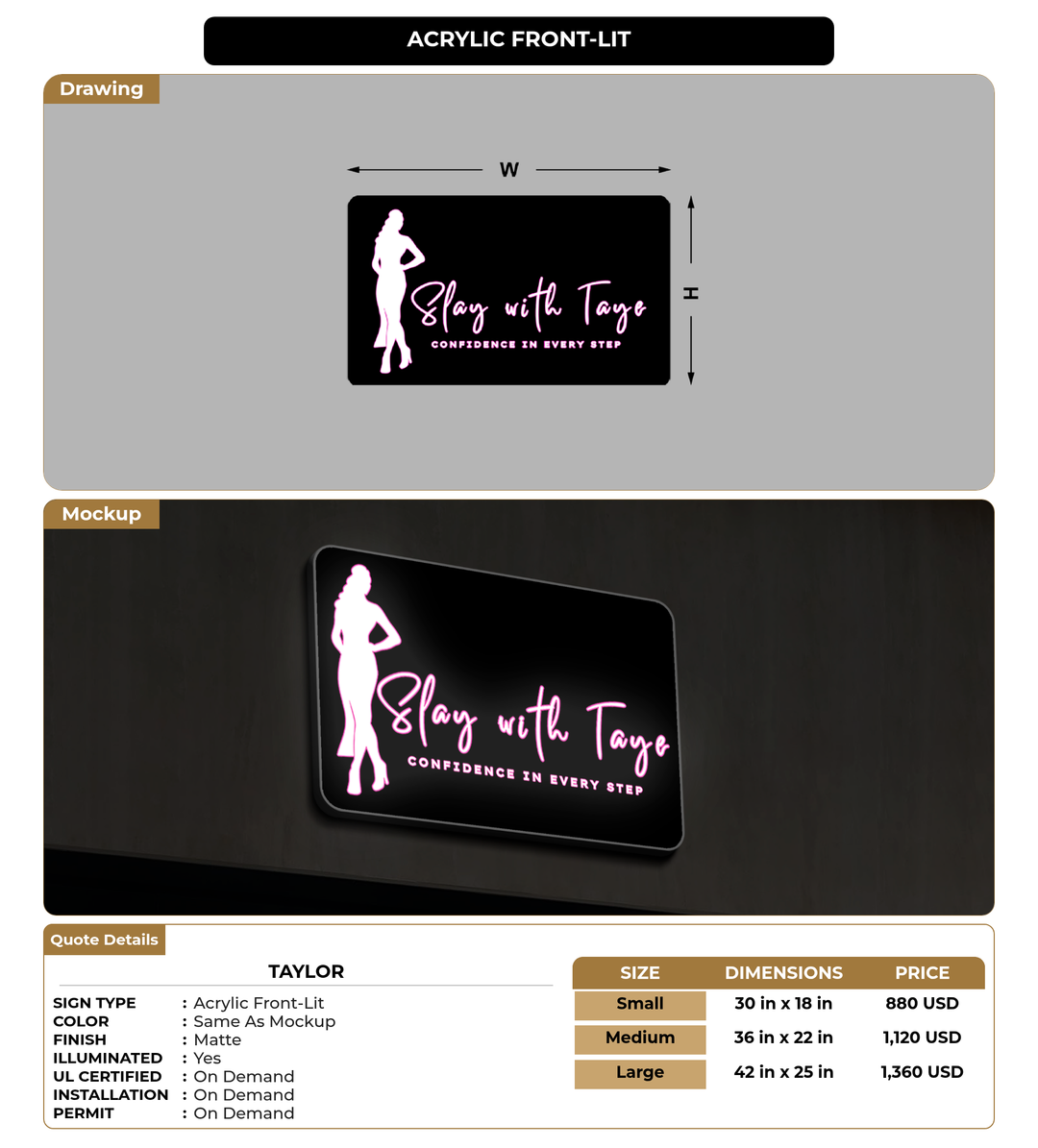 CUSTOM MOCKUP SIGN FOR Taylor