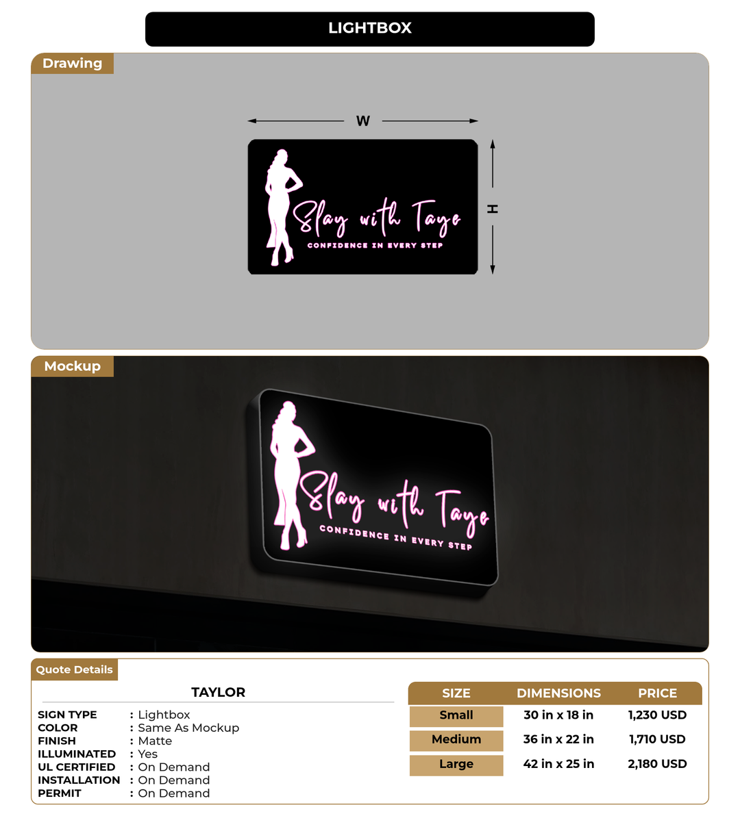 CUSTOM MOCKUP SIGN FOR Taylor