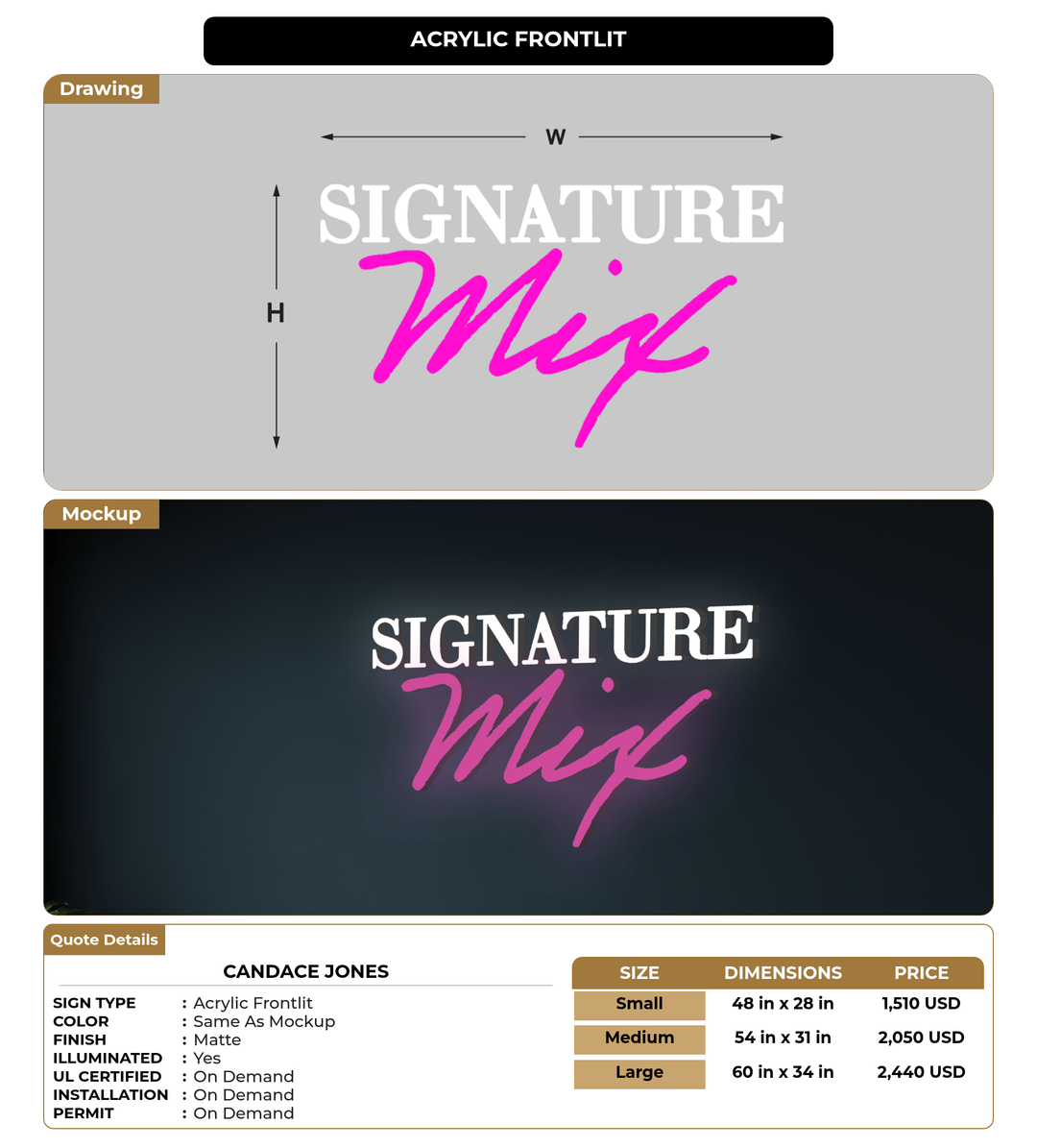 CUSTOM MOCKUP SIGN FOR Candace Jones