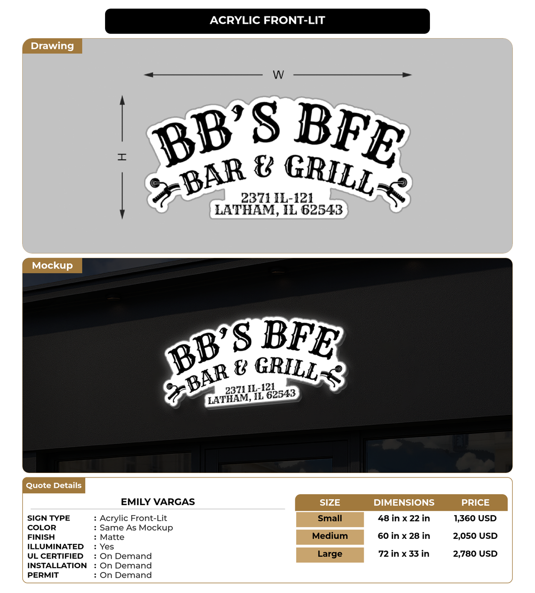 CUSTOM MOCKUP SIGN FOR Emily vargas