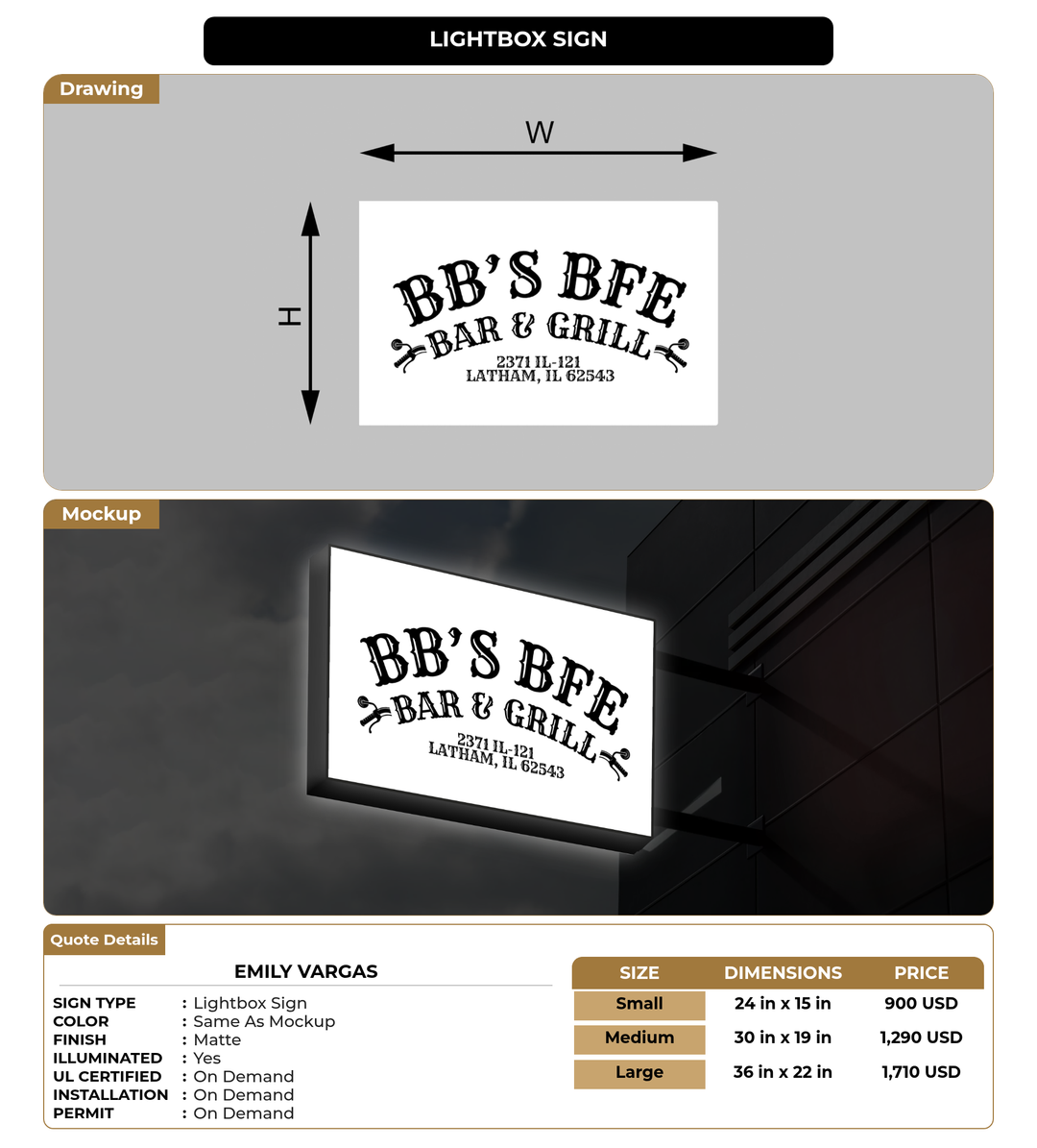 CUSTOM MOCKUP SIGN FOR Emily vargas