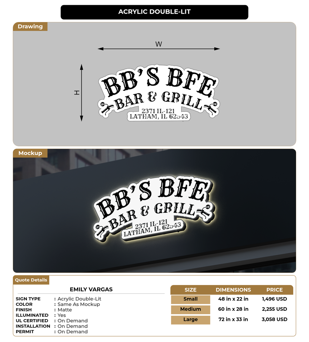 CUSTOM MOCKUP SIGN FOR Emily vargas