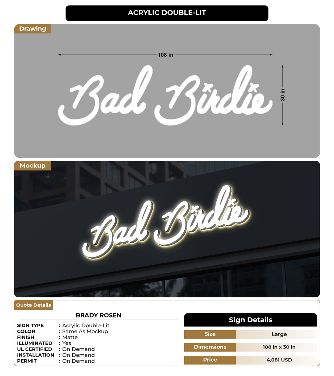 CUSTOM MOCKUP SIGN FOR Brady Rosen