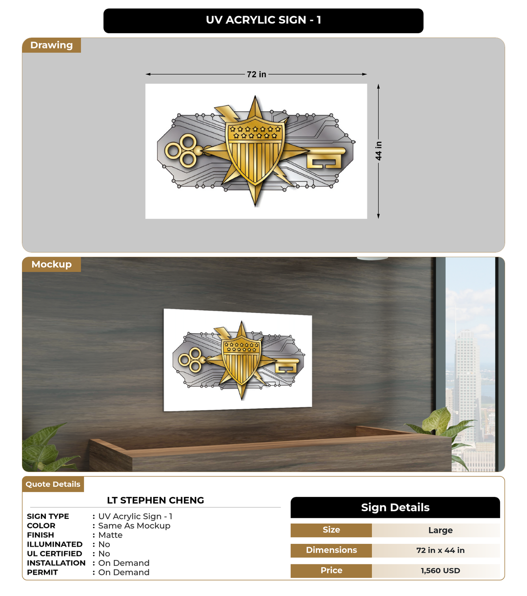 CUSTOM MOCKUP SIGN FOR LT Stephen Cheng