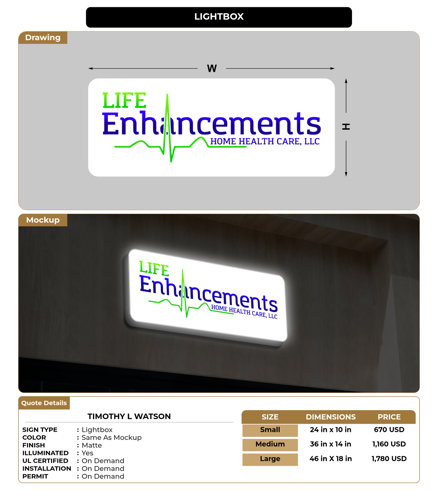 CUSTOM MOCKUP SIGN FOR Timothy L Watson