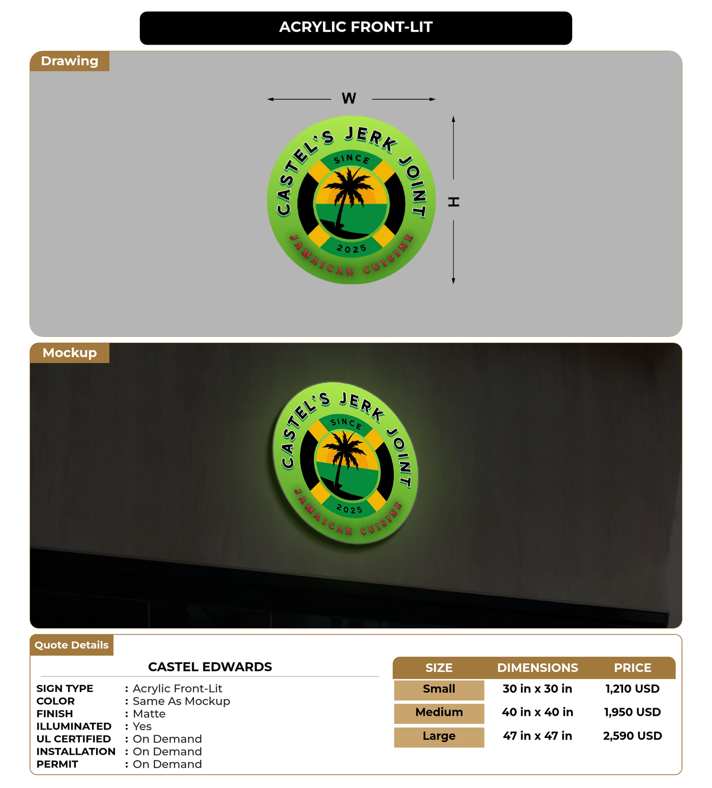 CUSTOM MOCKUP SIGN FOR Castel Edwards