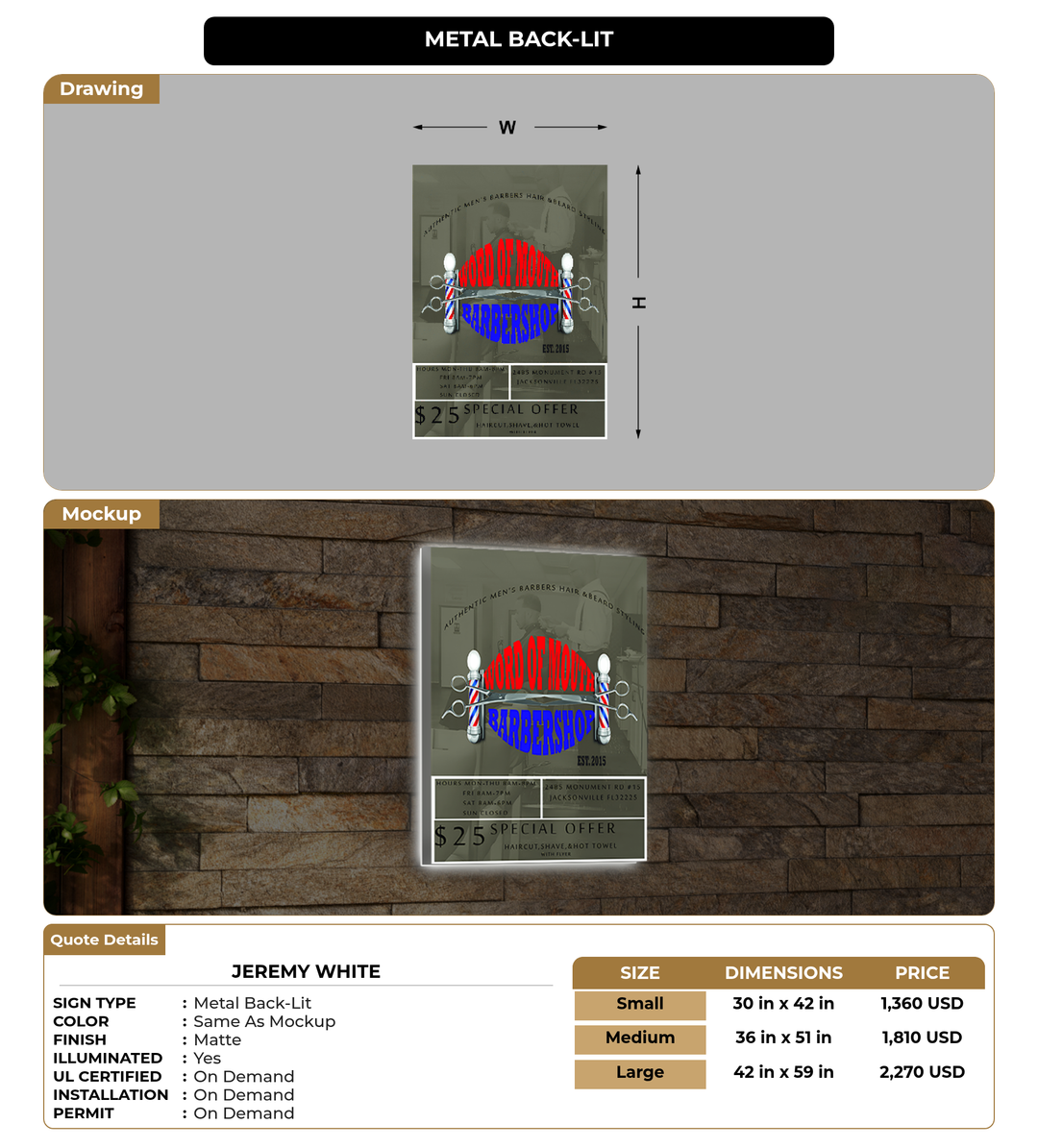 CUSTOM MOCKUP SIGN FOR Jeremy White
