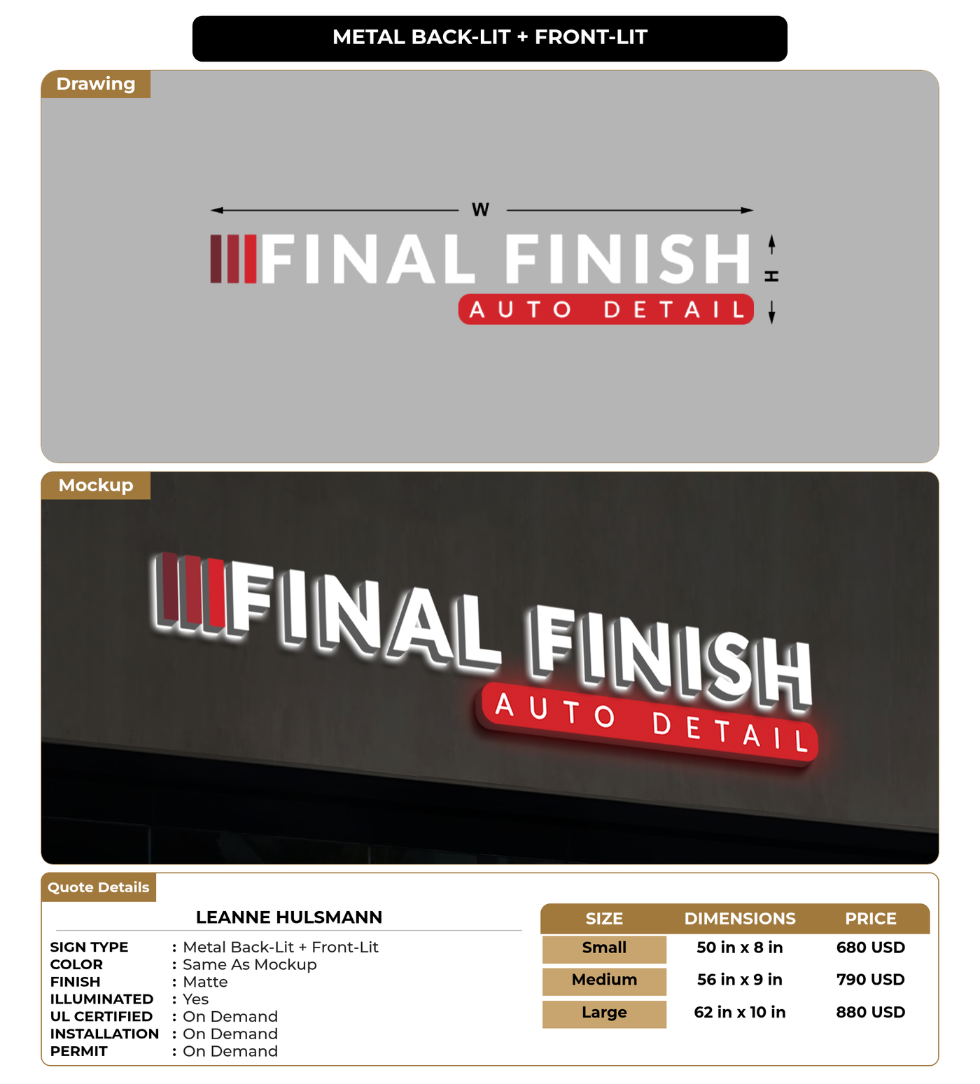 CUSTOM MOCKUP SIGN FOR Leanne Hulsmann