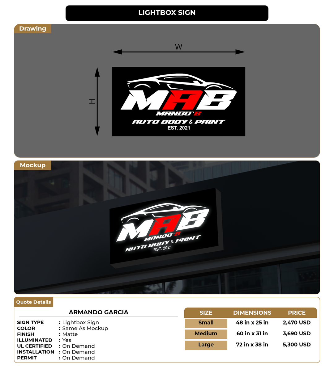 CUSTOM MOCKUP SIGN FOR armando garcia
