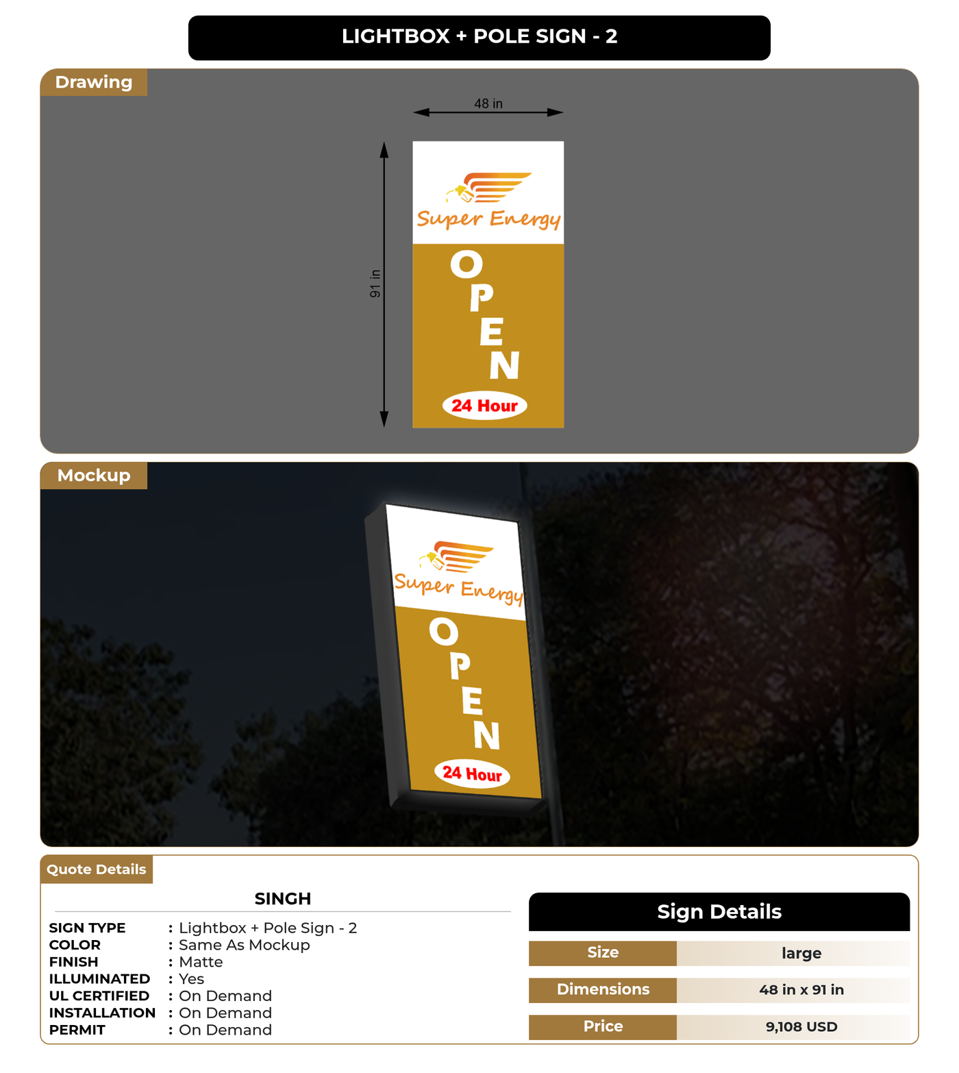 CUSTOM MOCKUP SIGN FOR Singh