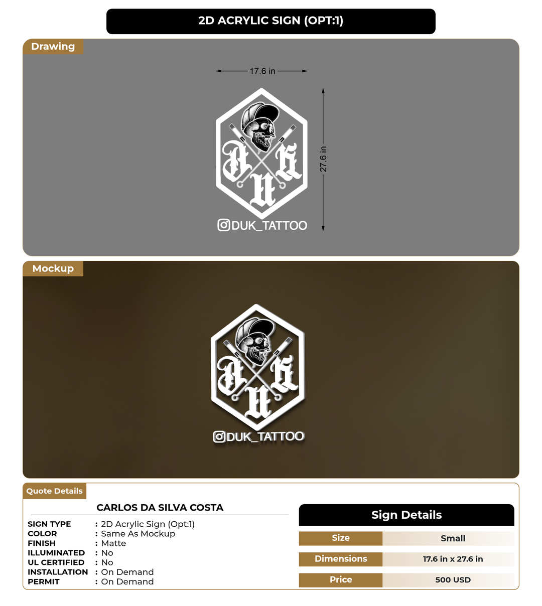 CUSTOM MOCKUP SIGN FOR Carlos da silva costa