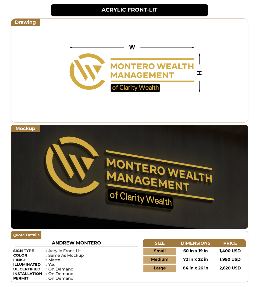 CUSTOM MOCKUP SIGN FOR Andrew montero
