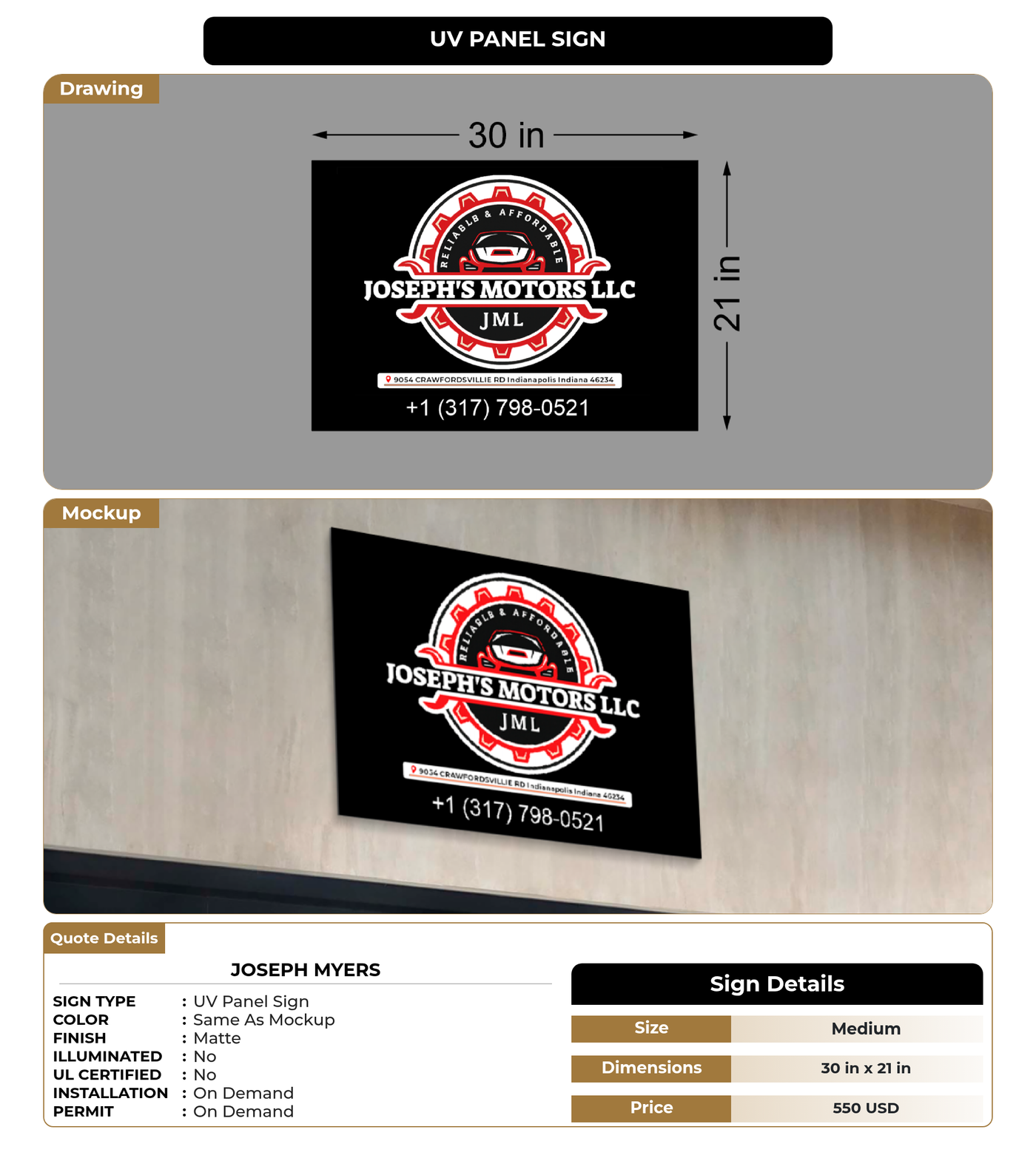CUSTOM MOCKUP SIGN FOR Joseph Myers