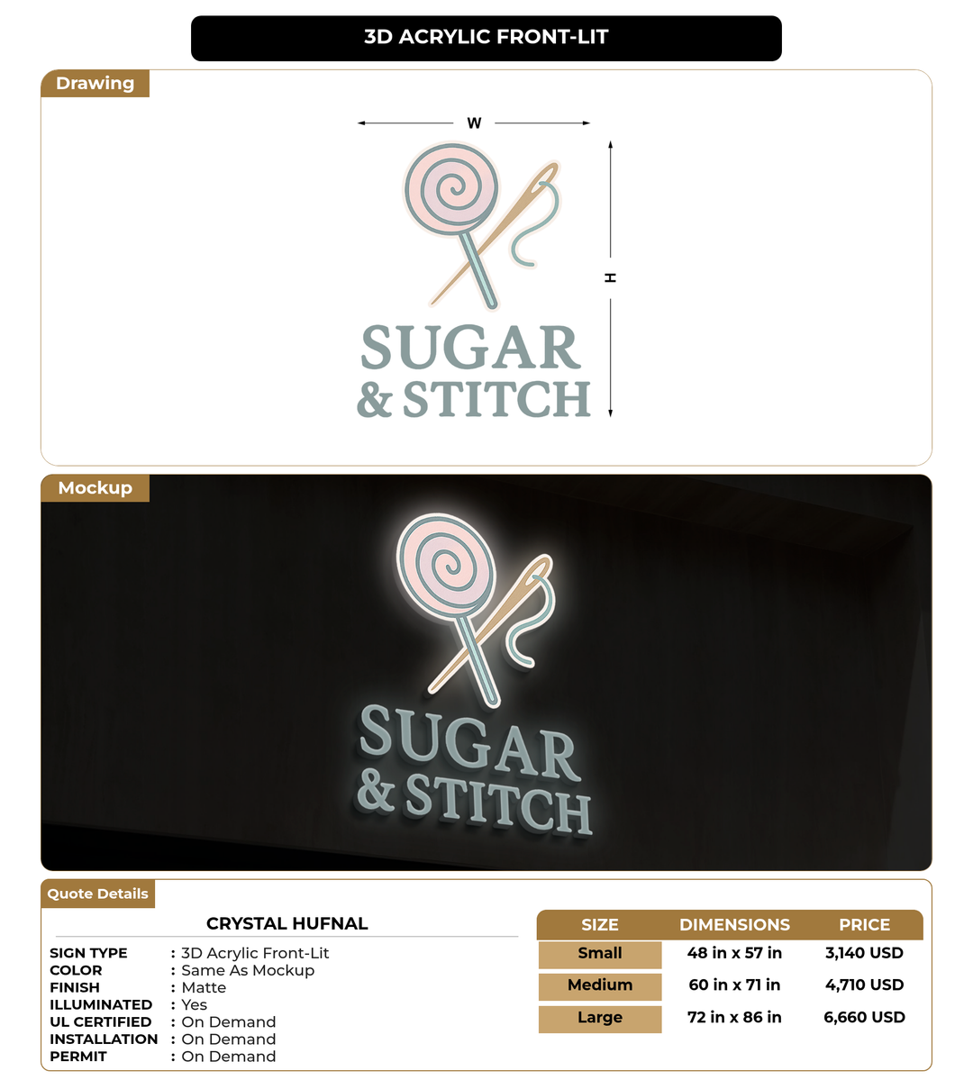 CUSTOM MOCKUP SIGN FOR Crystal Hufnal