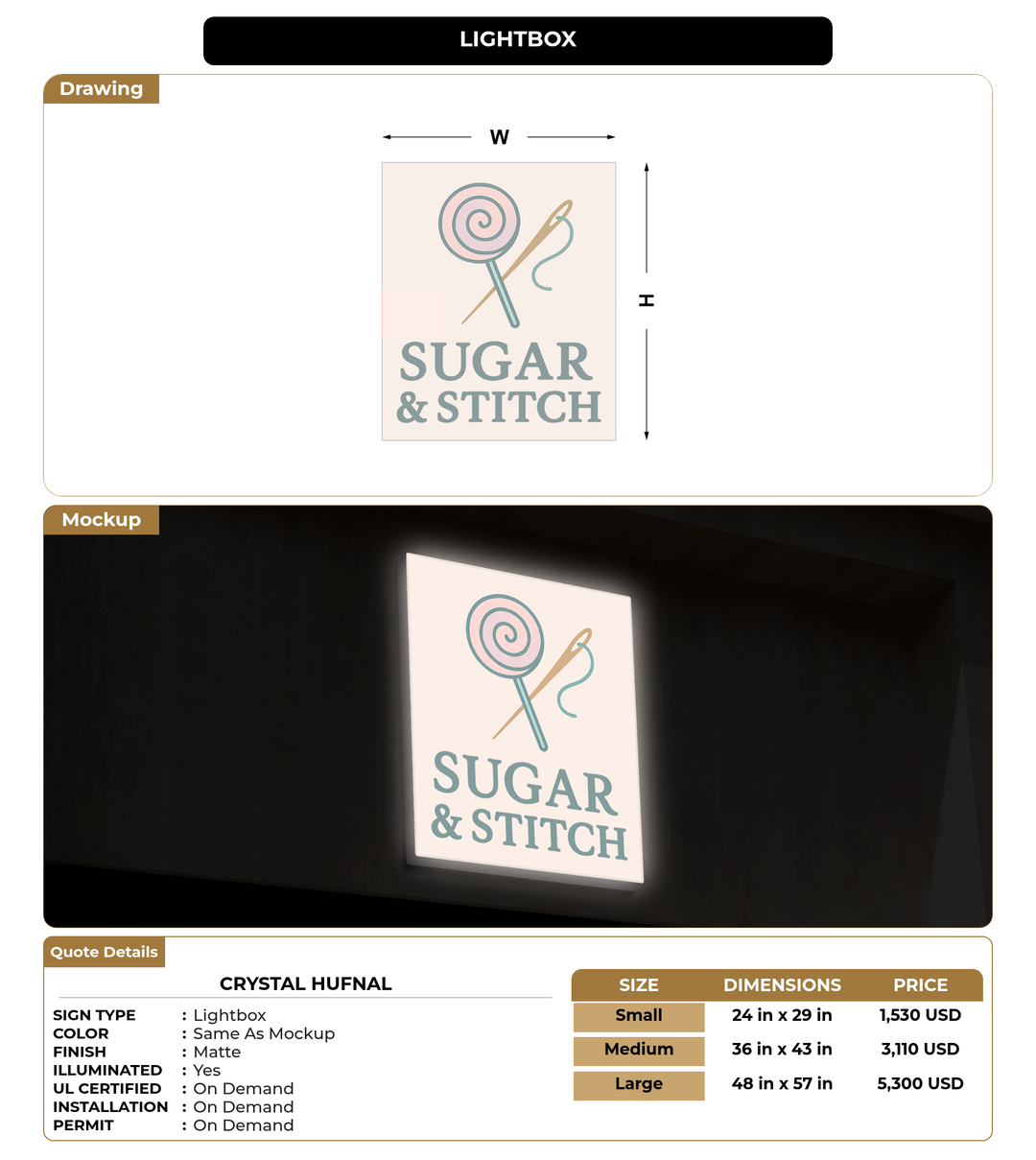 CUSTOM MOCKUP SIGN FOR Crystal Hufnal